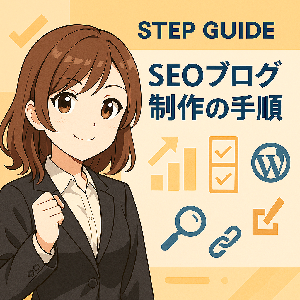 SEOブログ制作のステップを図解で紹介するアイキャッチ画像