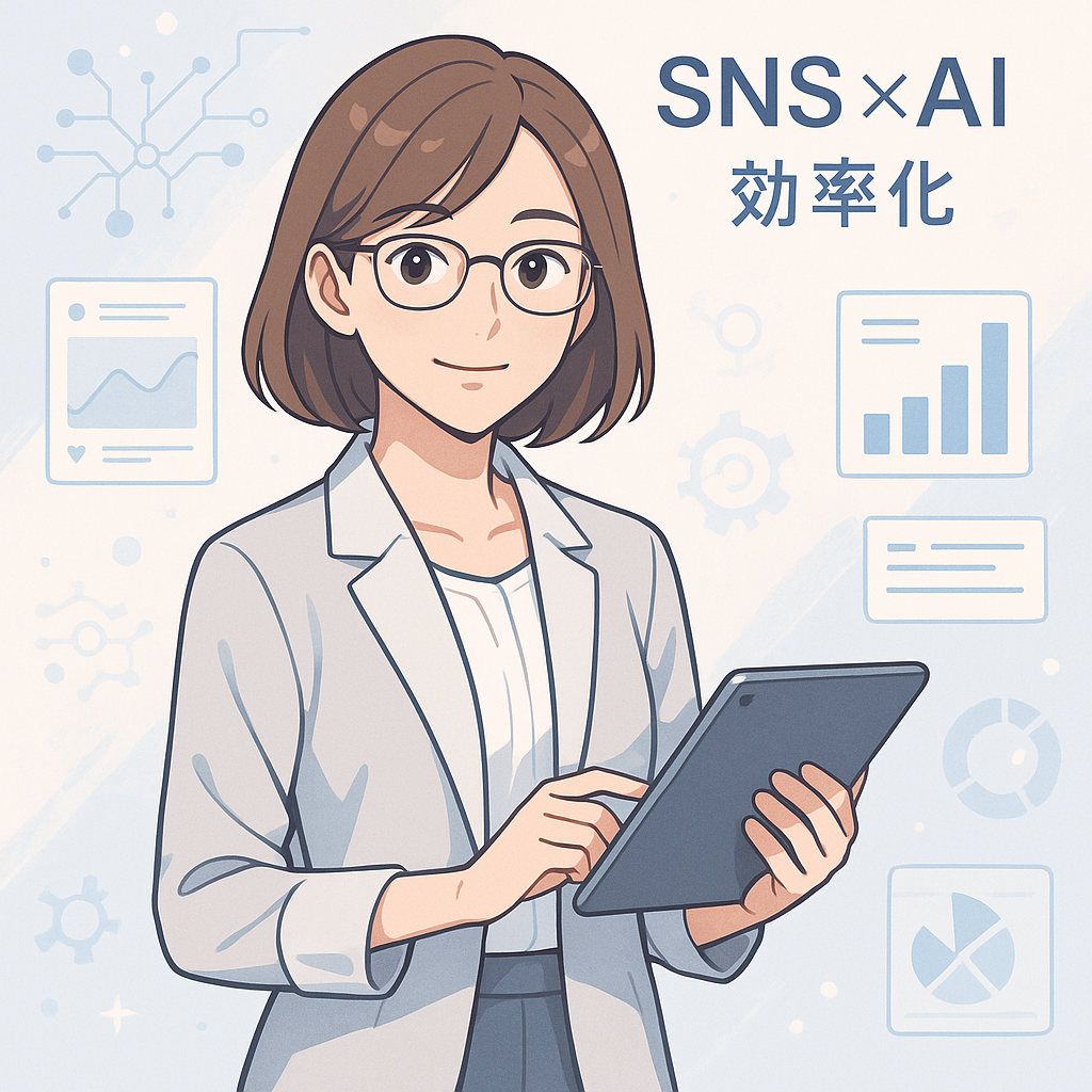 AIを活用したSNS運用のイメージイラスト