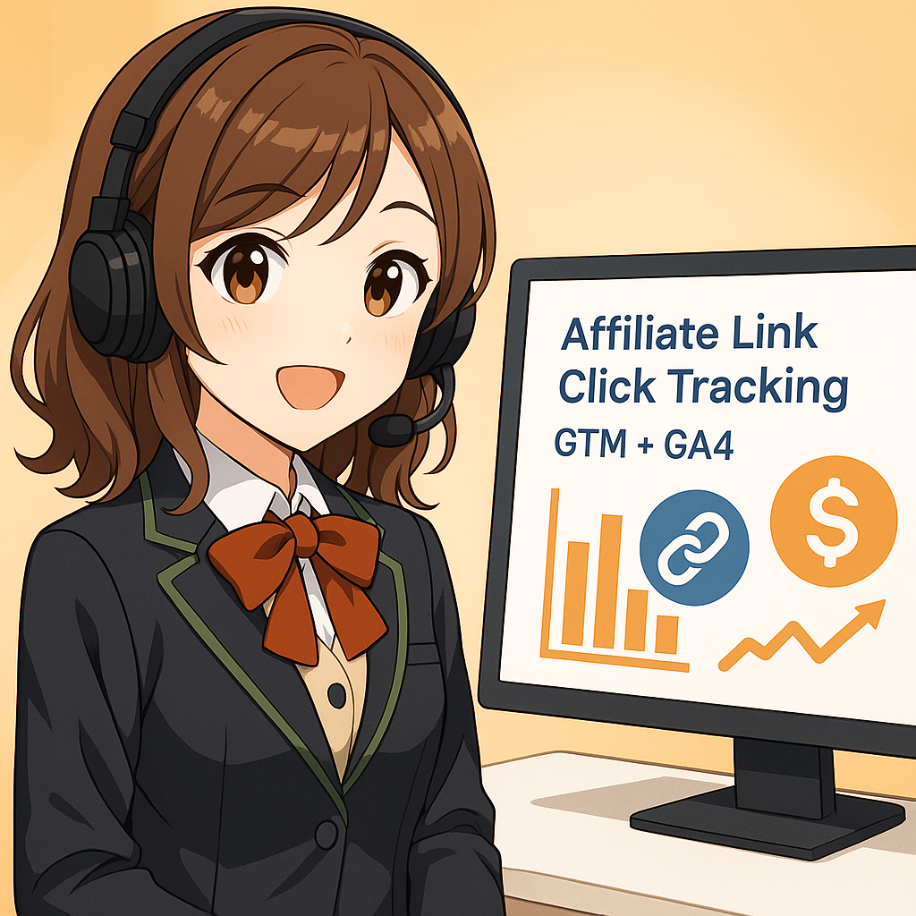 まいがGTMとGA4でアフィリエイトリンクのクリックを解説している様子