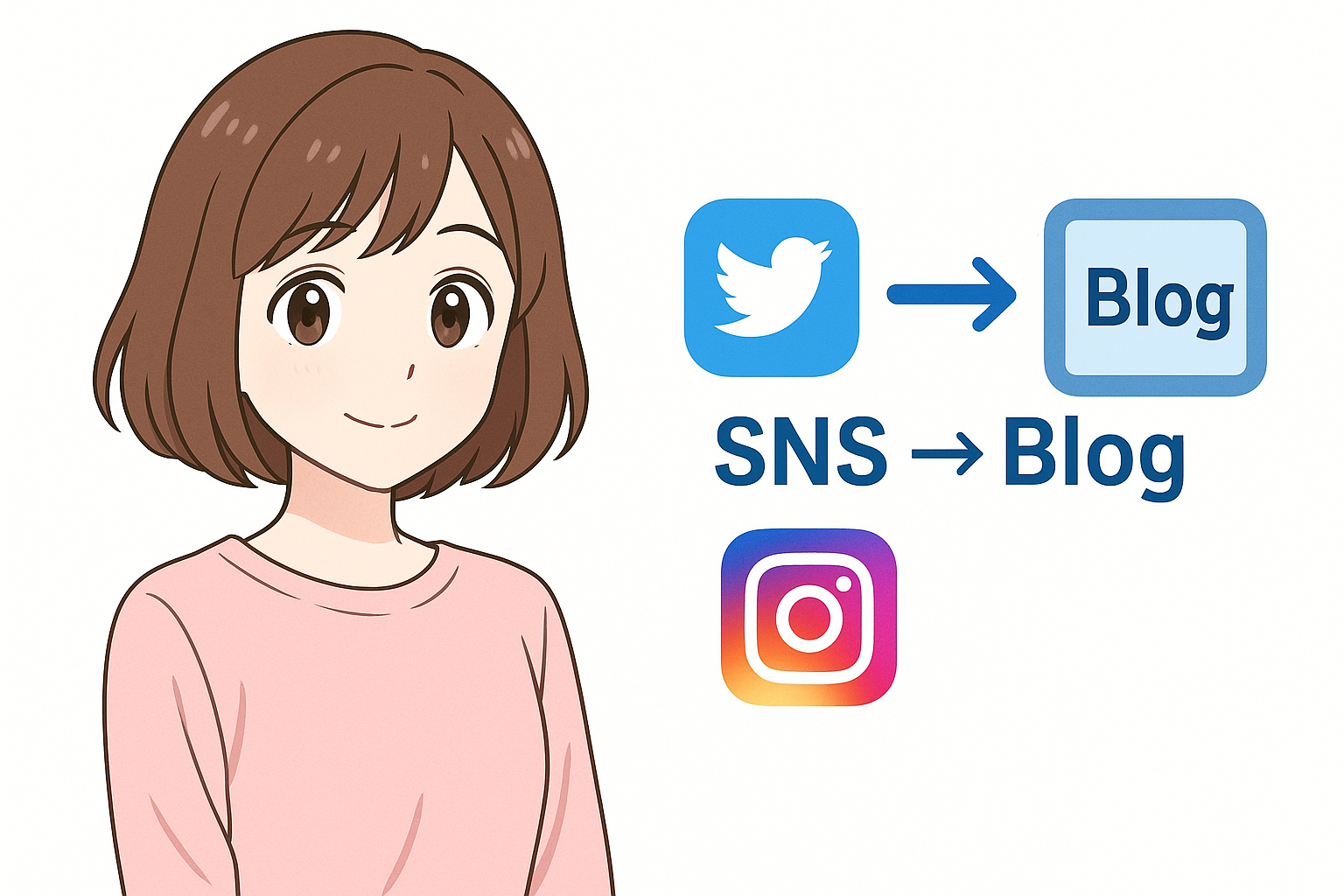 SNSからブログへ自然に誘導する流れを表現したイメージ